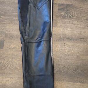 Harley-Davidson Black Leather Chaps with Silver Logo